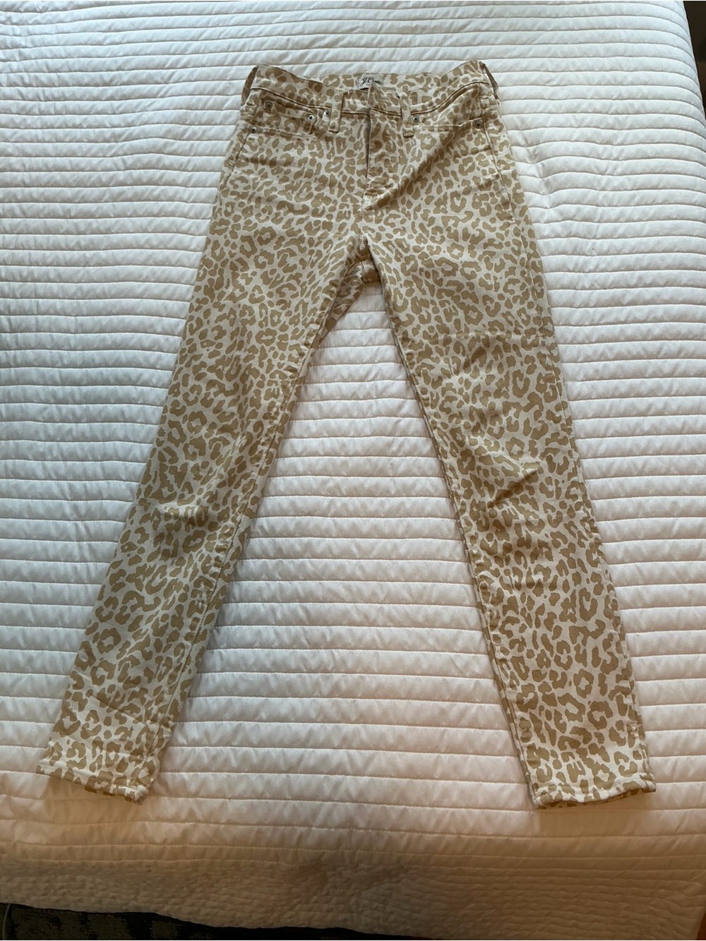 J. Crew Beige and Cream Leopard Skinny Jeans